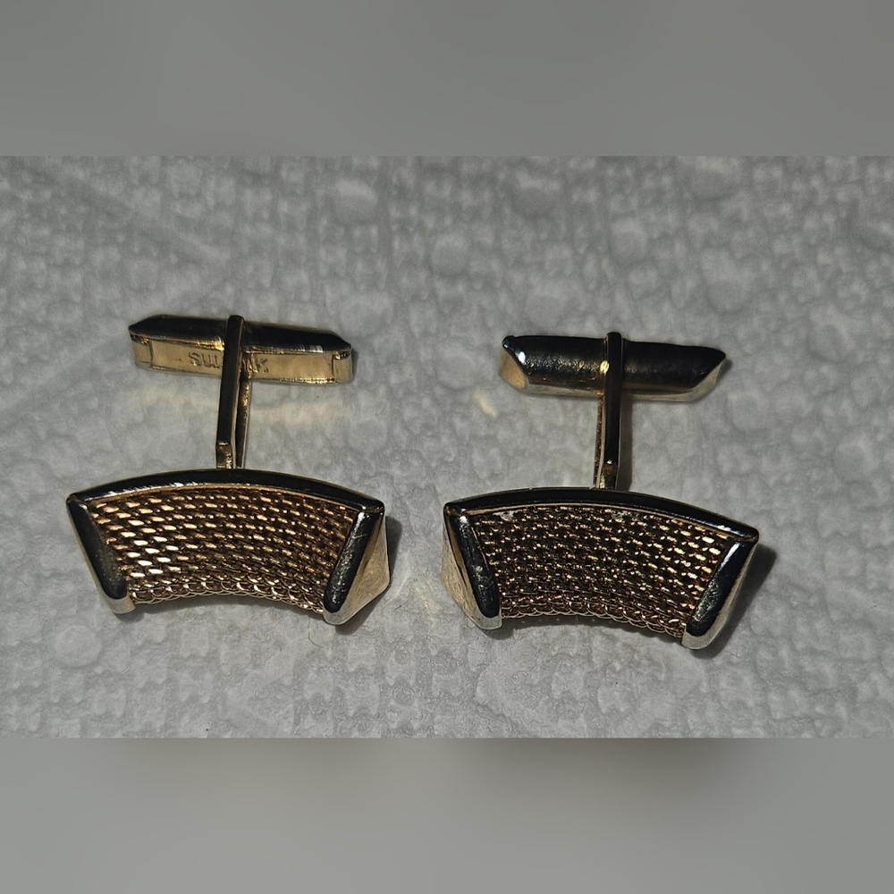 Swank Gold Color Textured Cufflinks